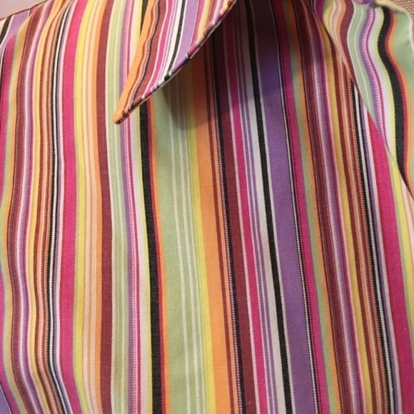 Foxcroft Multicolored Striped Button Down Collared Shirt Women's Plus Size 16 - Picture 7 of 12